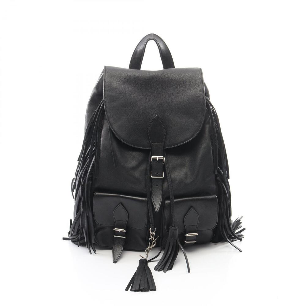 Saint Laurent Paris Festival Fringe Backpack Leather Black